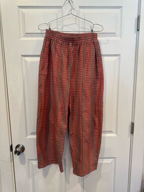 Ilana Kohn Red Patterned Elastic-Waist Trousers